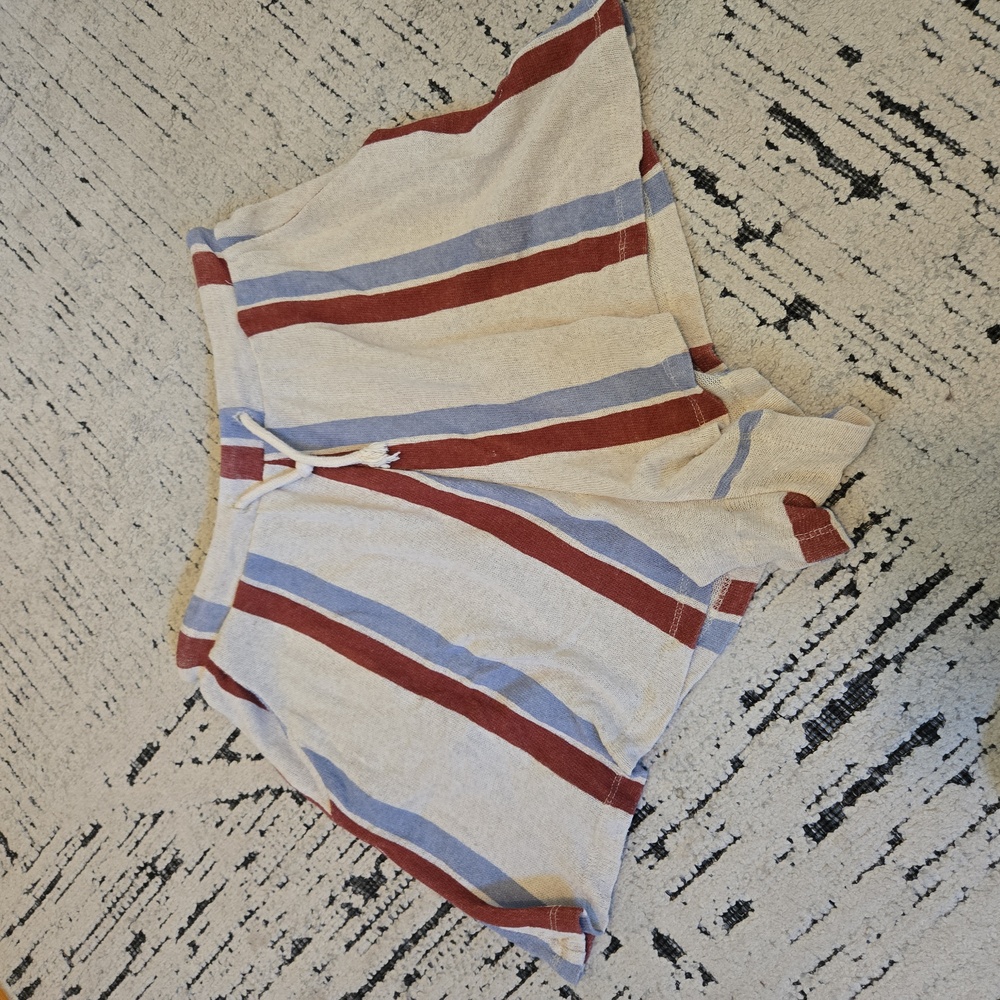 Zara Textured Knit Shorts with Red and Blue Accents